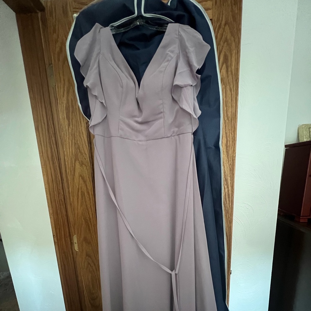 Mori Lee bridesmaid dress in French lilac